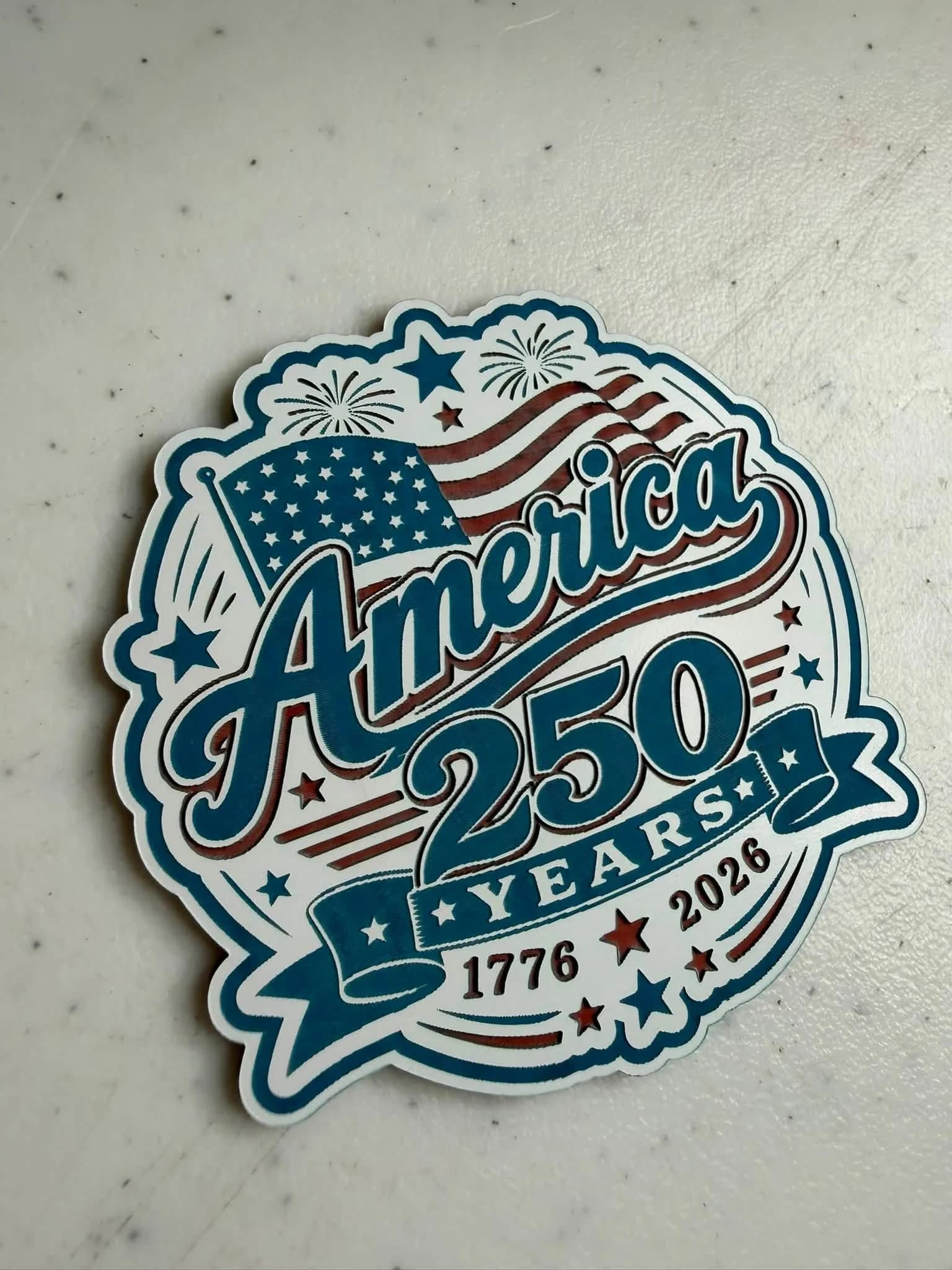 Full-color UV printed acrylic patch featuring a commemorative design, made by Inca Threads in Sacramento.