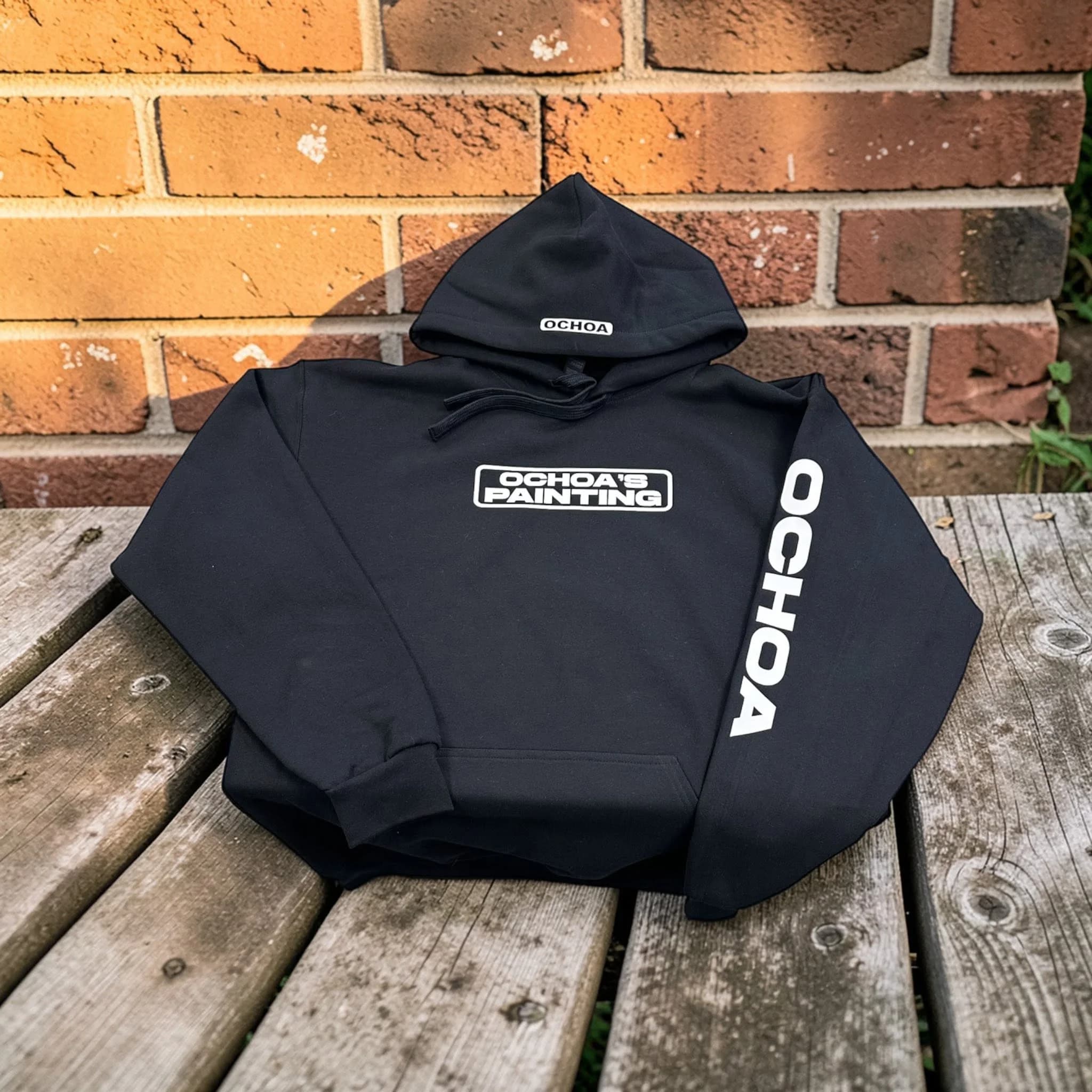 Custom printed crew hoodie made by Inca Threads for a Sacramento-area painting company.